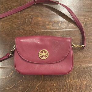 Tory Burch Crossbody Bag in Rich Burgundy with Gold Accents